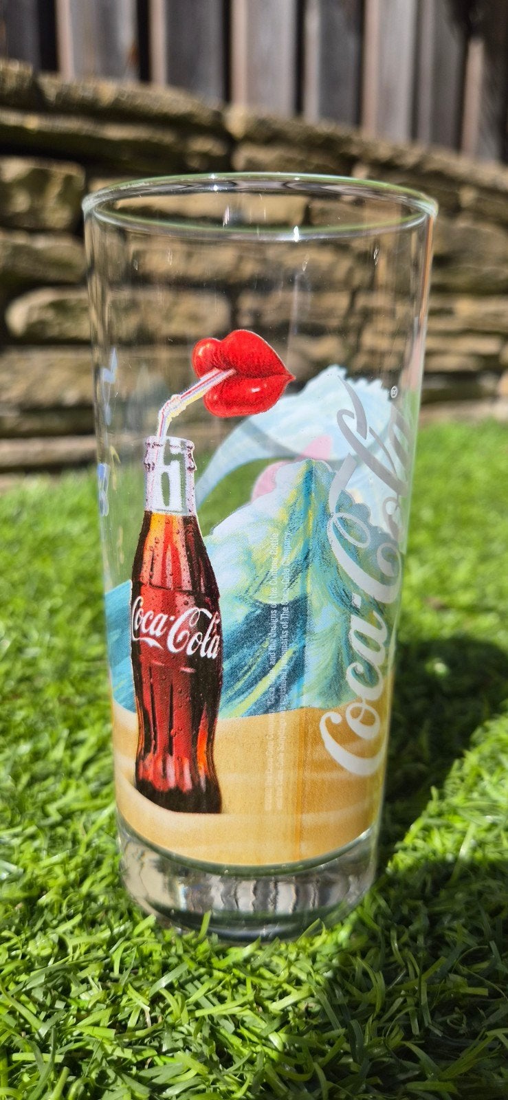 Vintage Coca-Cola Glas met Zomerse Print, Ophalen, Vintage, Meerkleurig, Zo goed als nieuw