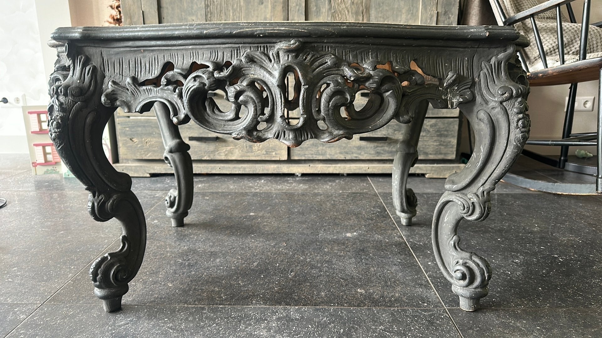 massief houten salontafelLouis XV-/rosocostijl moet weg!!, Louis XV-/rococostijl, Gebruikt, 100 tot 150 cm, Overige vormen
