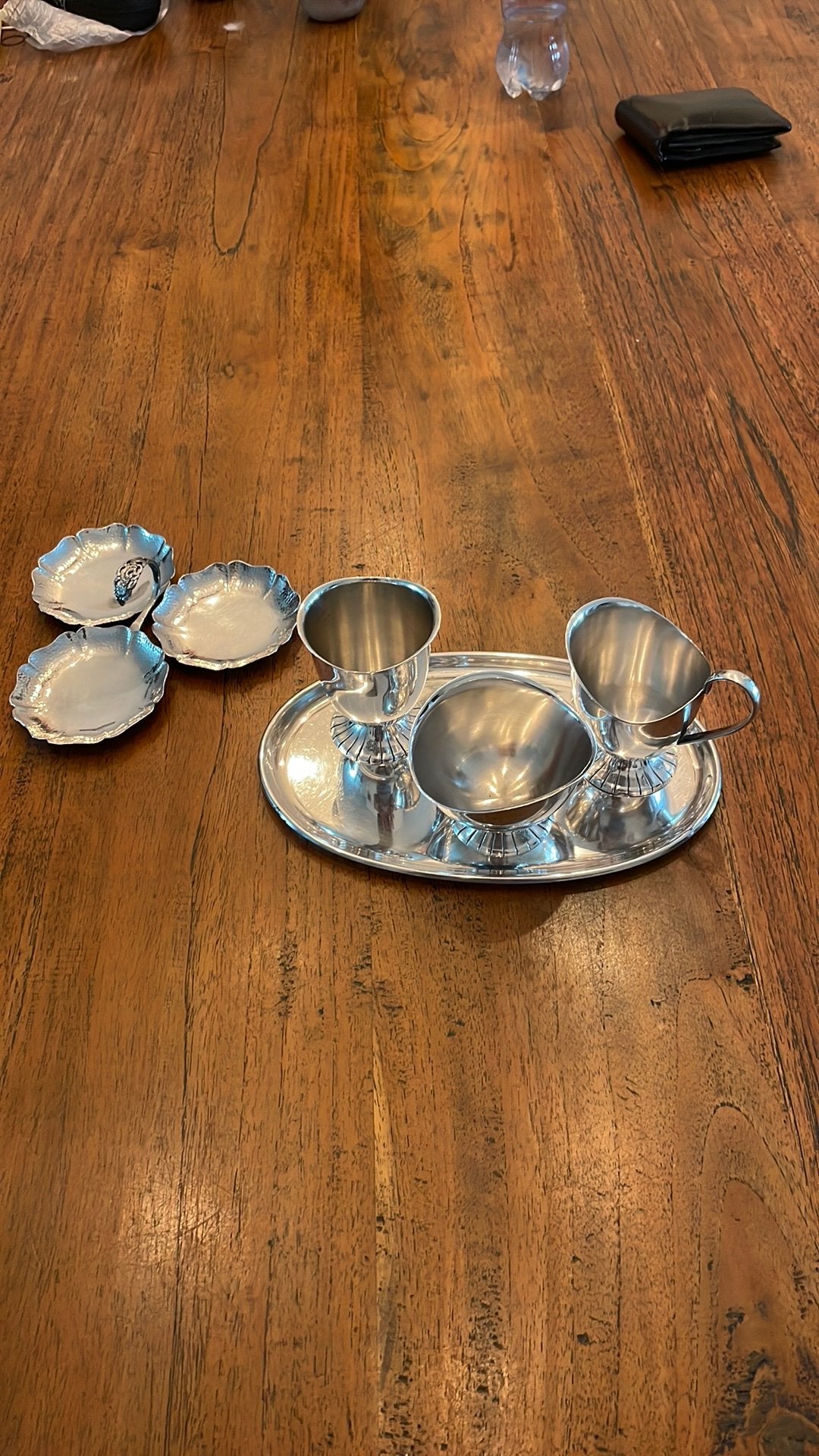 Zilverkleurige schaaltjes en serveerset, Antiek en Kunst, Antiek | Goud en Zilver, Ophalen of Verzenden, Zilver