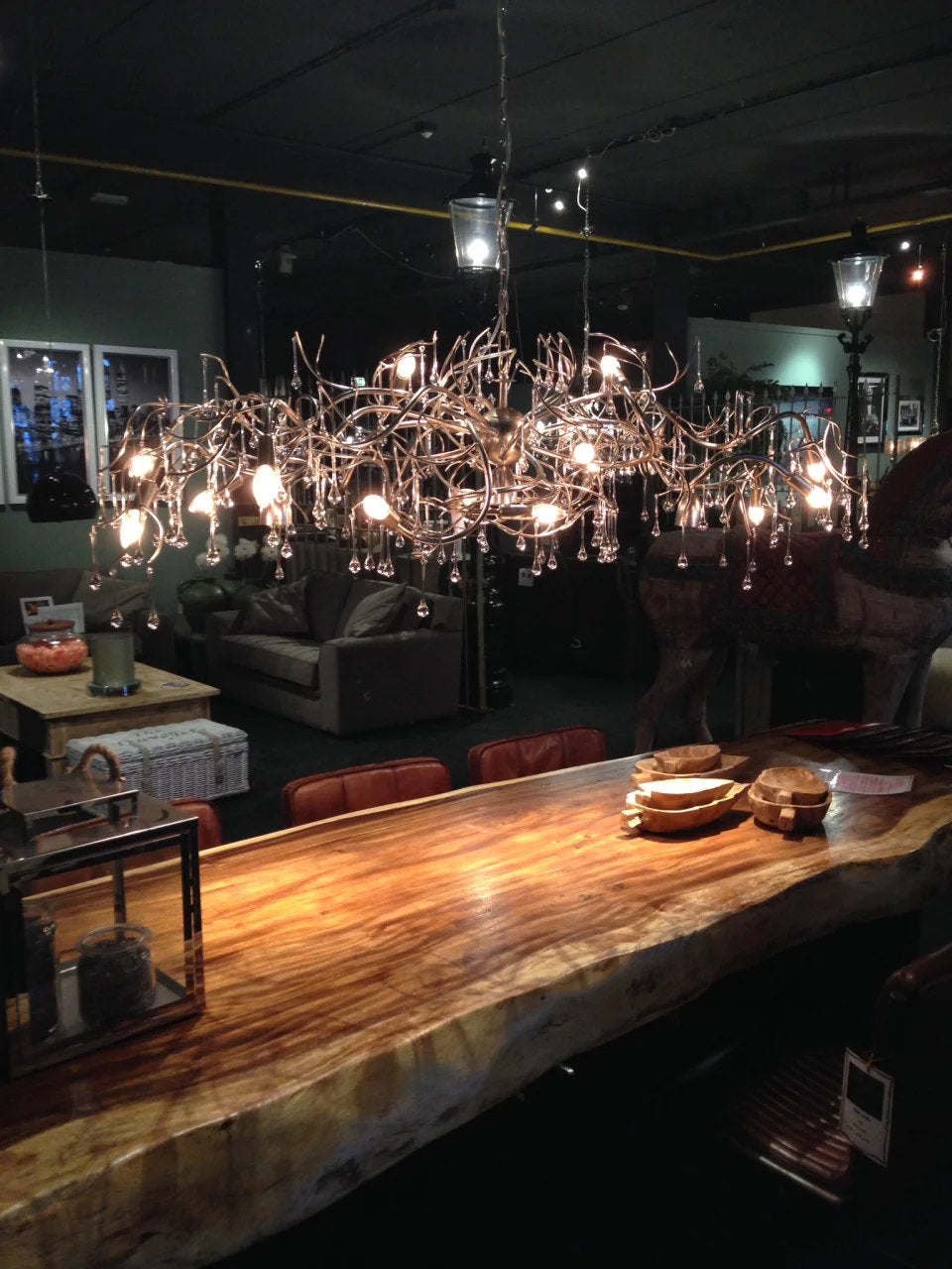 Exclusieve hanglamp met glazen druppels - Zilver, Ophalen, Zo goed als nieuw, Glas