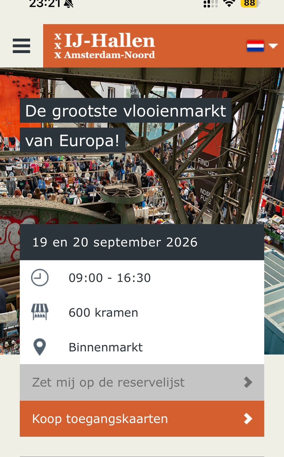 Gezocht: IJhallen kraam 19 en 20 september!, Eén persoon