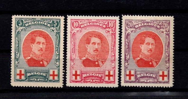 Belgie ongebruikt - 132/34 - 1915  --  Q100, Postzegels en Munten, Postzegels | Europa | België, Verzenden, Postfris, Spoor van plakker