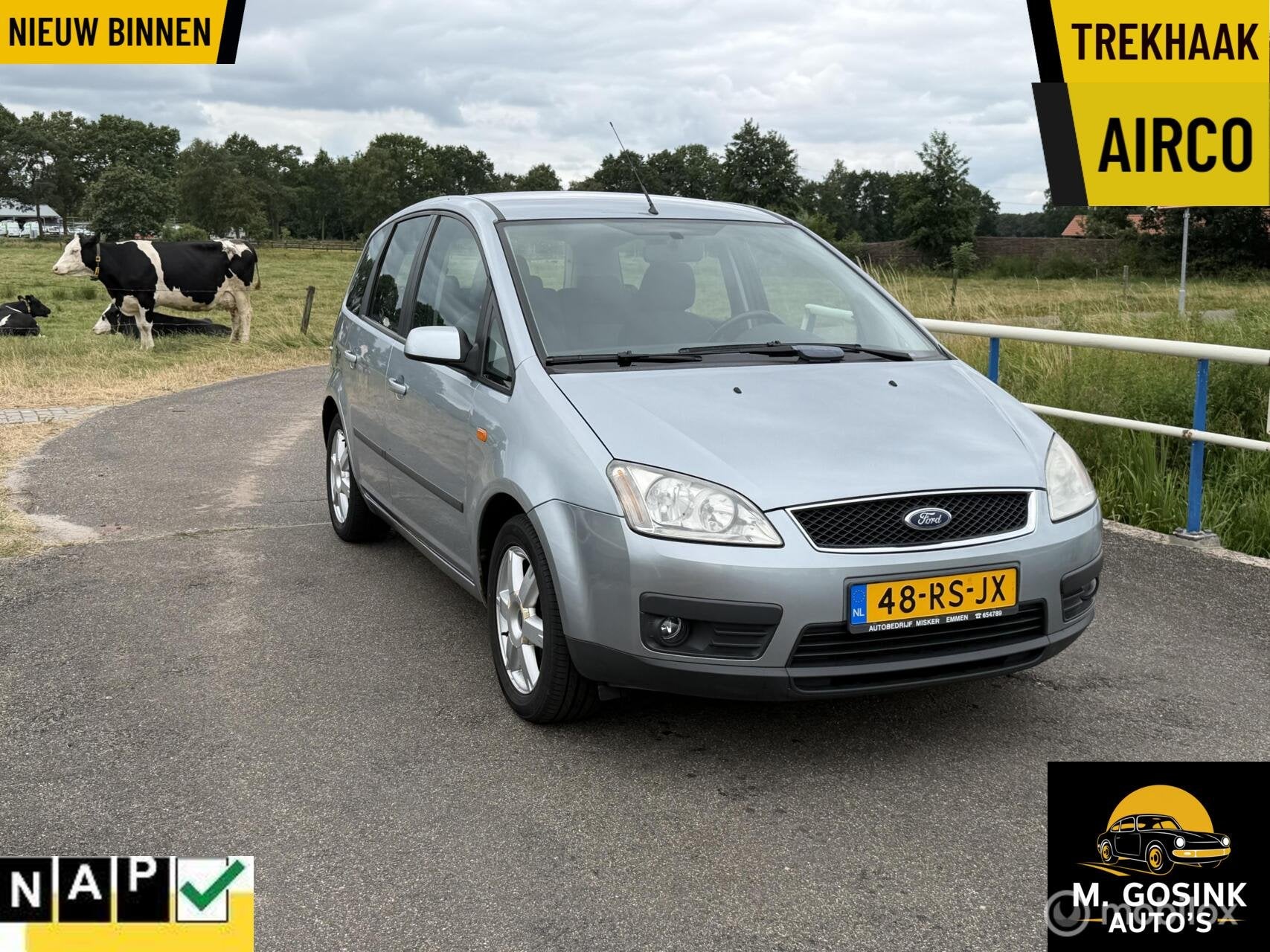 Ford Focus C-Max 1.6-16V Apk 05-08-2027 Airco trekhaak, Auto's, Voorwielaandrijving, 1596 cc, 101 pk, Gebruikt