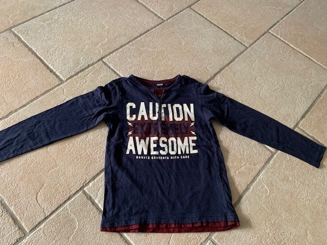 Shirt lange mouwen maat 134/140 donkerblauw, Ophalen of Verzenden, Gebruikt, Jongen, Shirt of Longsleeve