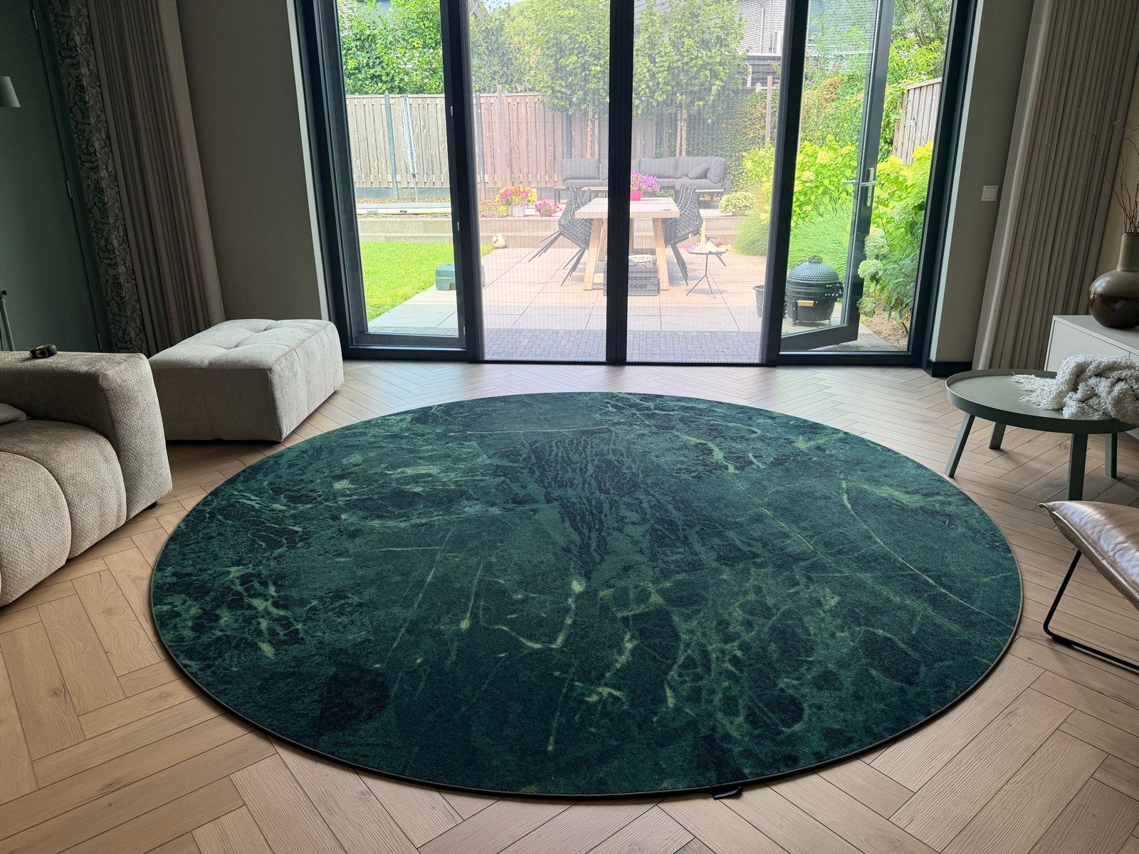 Desso Vloerkleed Sense of Marble 7471 Groen Rond 300 cm, Ophalen, Rond, 200 cm of meer, Zo goed als nieuw