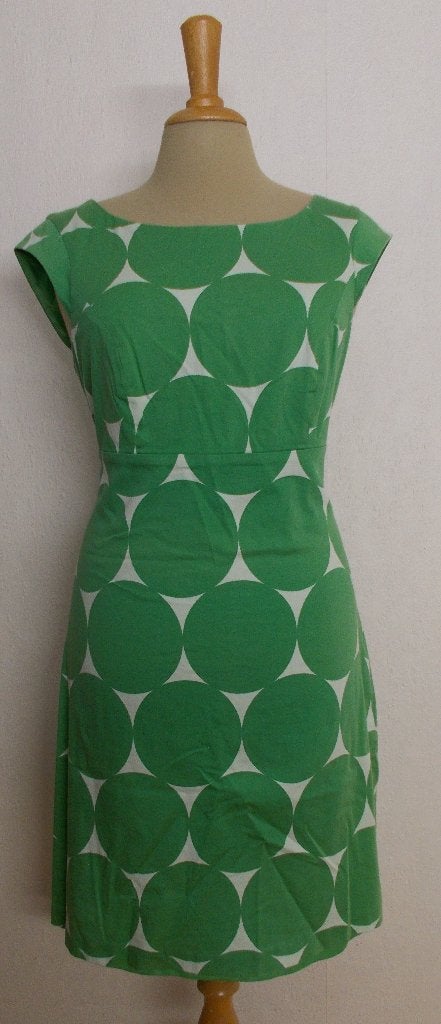 Groen retro look katoenen print jurkje!, Maat 38/40 (M), Ophalen of Verzenden, Zo goed als nieuw, Boven de knie