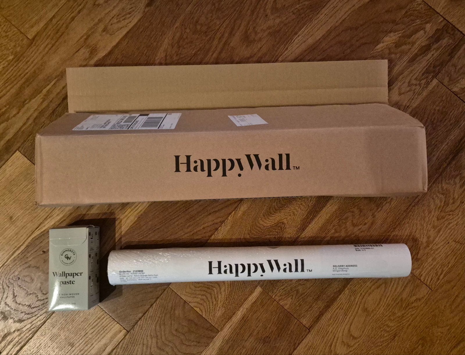 Happywall Behang R3500 Retro Orange Boho Sun (3,1 m2), Ophalen of Verzenden, Oranje
