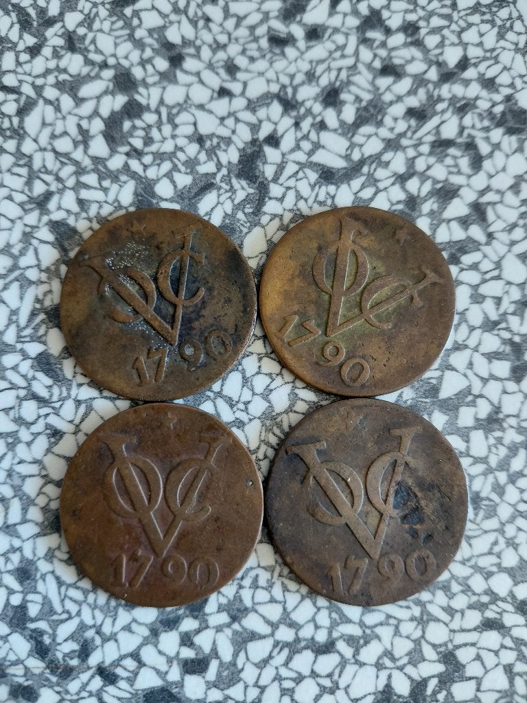 4 stuks VOC duiten uit 1790, Postzegels en Munten, Munten | Nederland, Verzenden, Vóór koninkrijk, Overige waardes, Losse munt