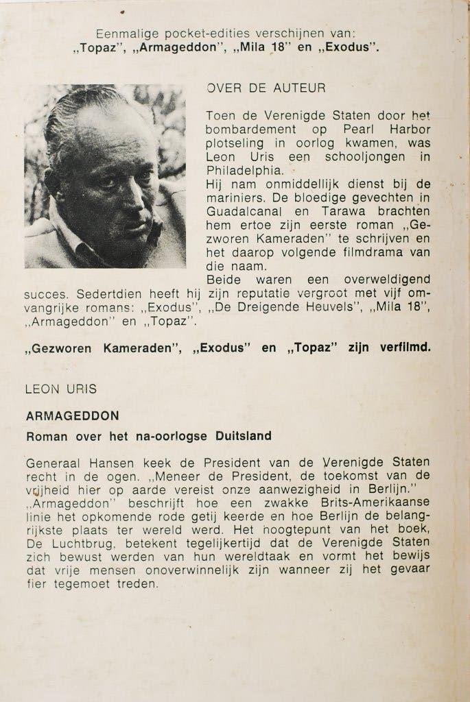Armageddon - Leon Uris | oorlogsroman jaren 60, Gelezen, Europa overig, Leon Uris, Verzenden