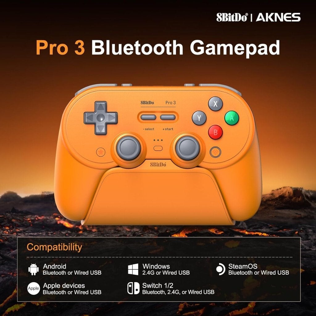 8Bitdo Pro 3 Bluetooth Controller met TMR Joysticks (Oranje), Ophalen of Verzenden, Zo goed als nieuw, Switch, Overige controllers