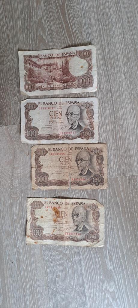 4x bankbiljet 100 peseta. 1970, Ophalen of Verzenden, Overige landen
