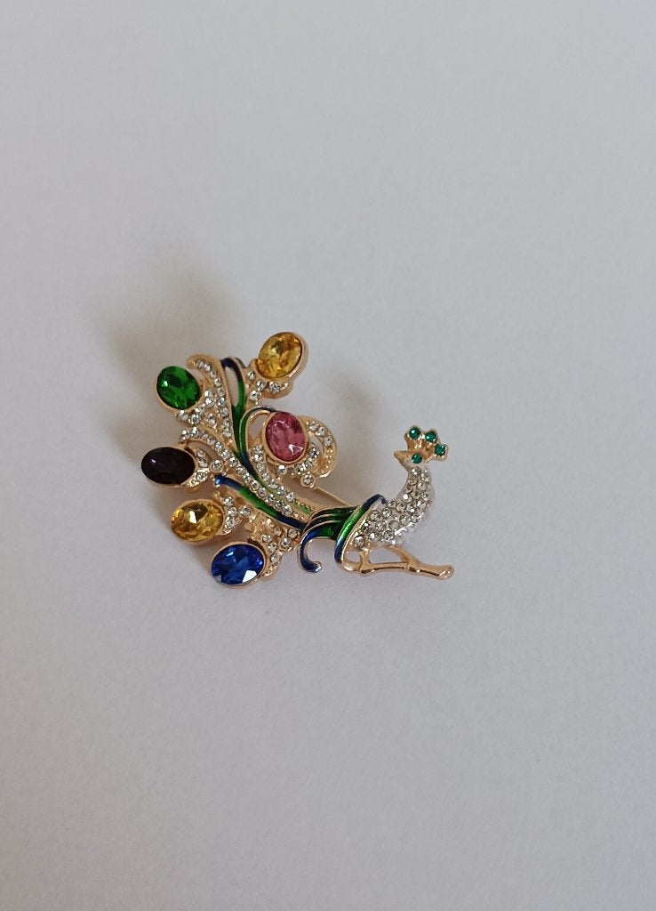 Pauw broche, Overige materialen, 4 tot 7 cm, Overige kleuren, Nieuw