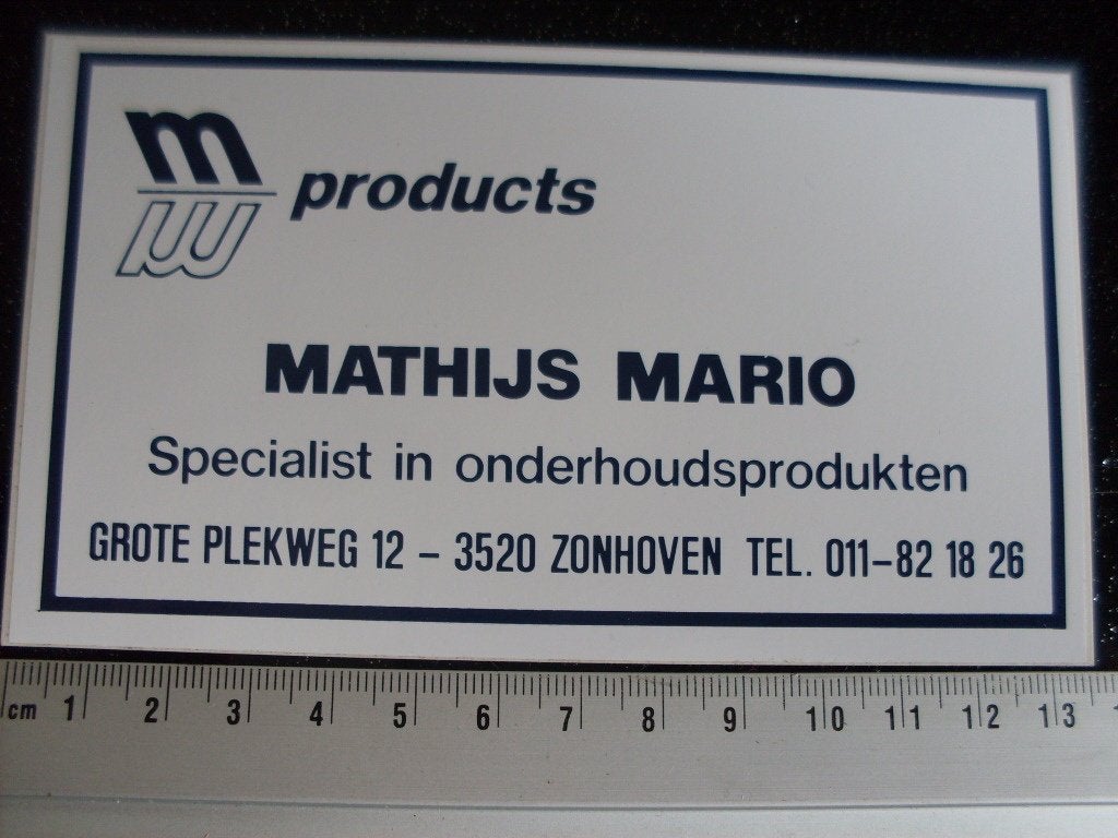 sticker Mathijs Mario zonhoven logo onderhoudsprodukten, Verzenden, Zo goed als nieuw, Bedrijf of Vereniging