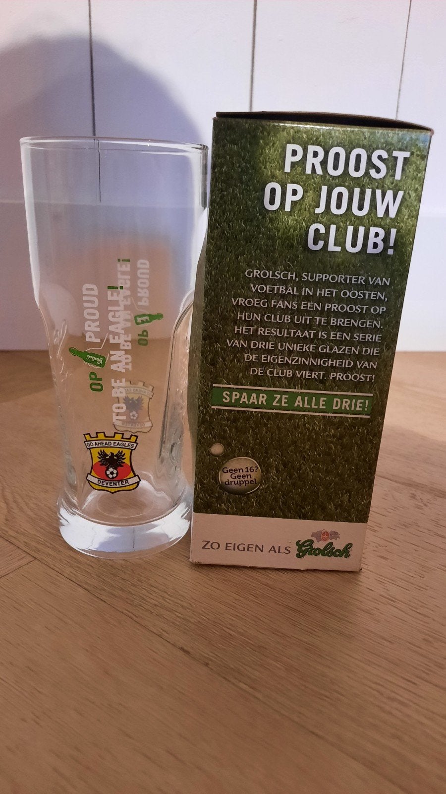 Grolsch Go Ahead Eagles bierglazen 2 st, Ophalen, Nieuw, Glas of Glazen, Grolsch