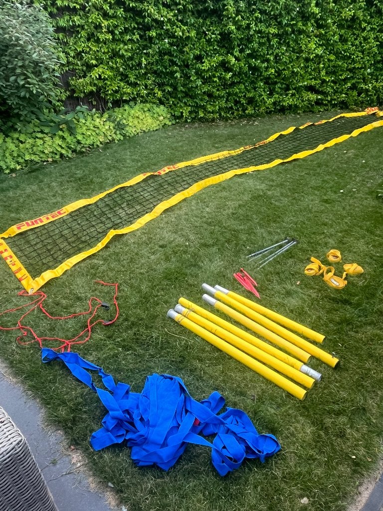 Funtec Beachvolletbalset Compleet met 50mm Lijnen, Sport en Fitness, Volleybal, Ophalen of Verzenden, Zo goed als nieuw, Overige typen