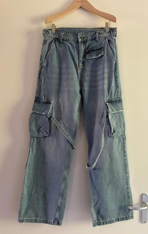 Toffe Flâneur USA cargo baggy jeans M Rave Skate, Maat 38/40 (M), Blauw, Ophalen of Verzenden, Lang