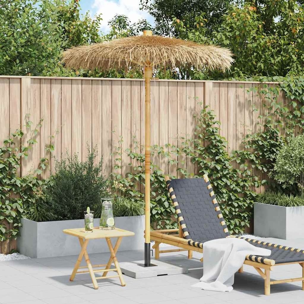 AANBIEDING | Parasol bamboe met dak bananenbladeren 150 cm, Tuin en Terras, Verzenden, Nieuw, Minder dan 1 meter, Stokparasol