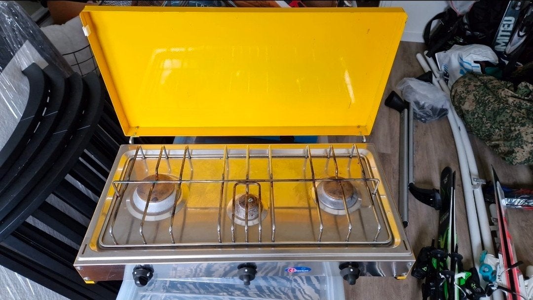 3-pits Camping Gasstel RVS met Deksel - 30 mbar, Ophalen of Verzenden
