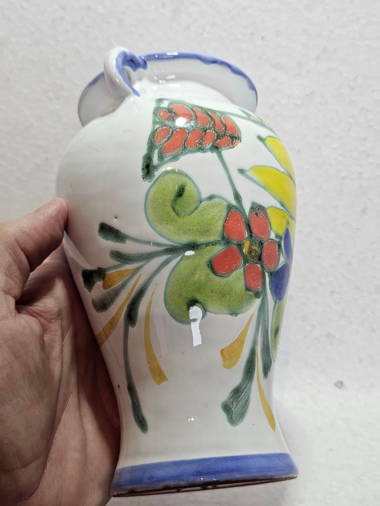 Vintage design artisan keramiek vaas Portugal gesigneerd, Ophalen of Verzenden