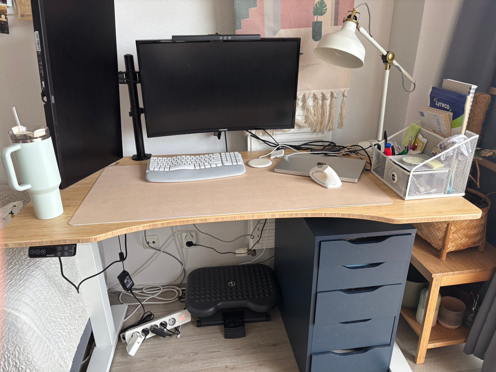 Elektrisch verstelbaar bamboe zit-sta bureau 140x70cm, Ophalen, Zit-sta bureau, Elektrisch, Hout