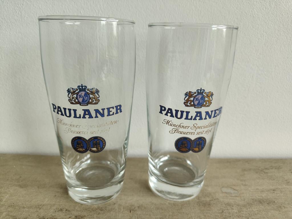 2 aparte Paulaner bierglazen 0.25 cl, Ophalen of Verzenden, Zo goed als nieuw, Glas of Glazen, Overige merken