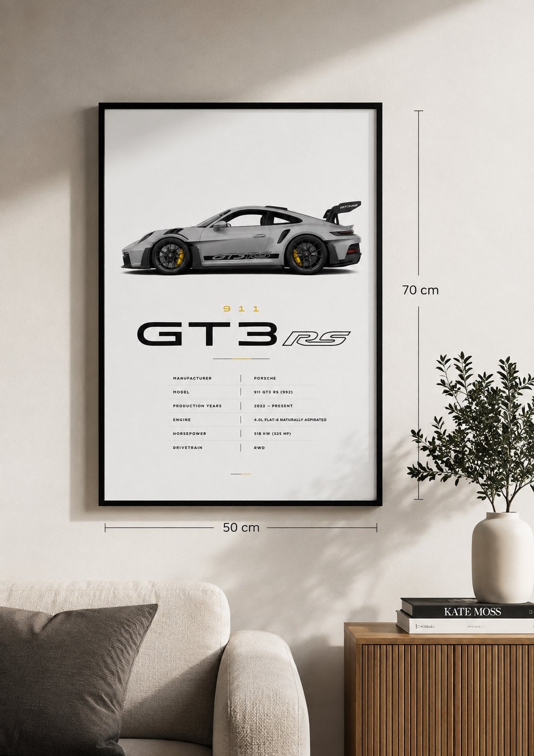 Premium 50x70 911 GT3 Rs Poster, Verzamelen, Posters, Rechthoekig Staand, Verzenden, Deurposter of groter, Zo goed als nieuw