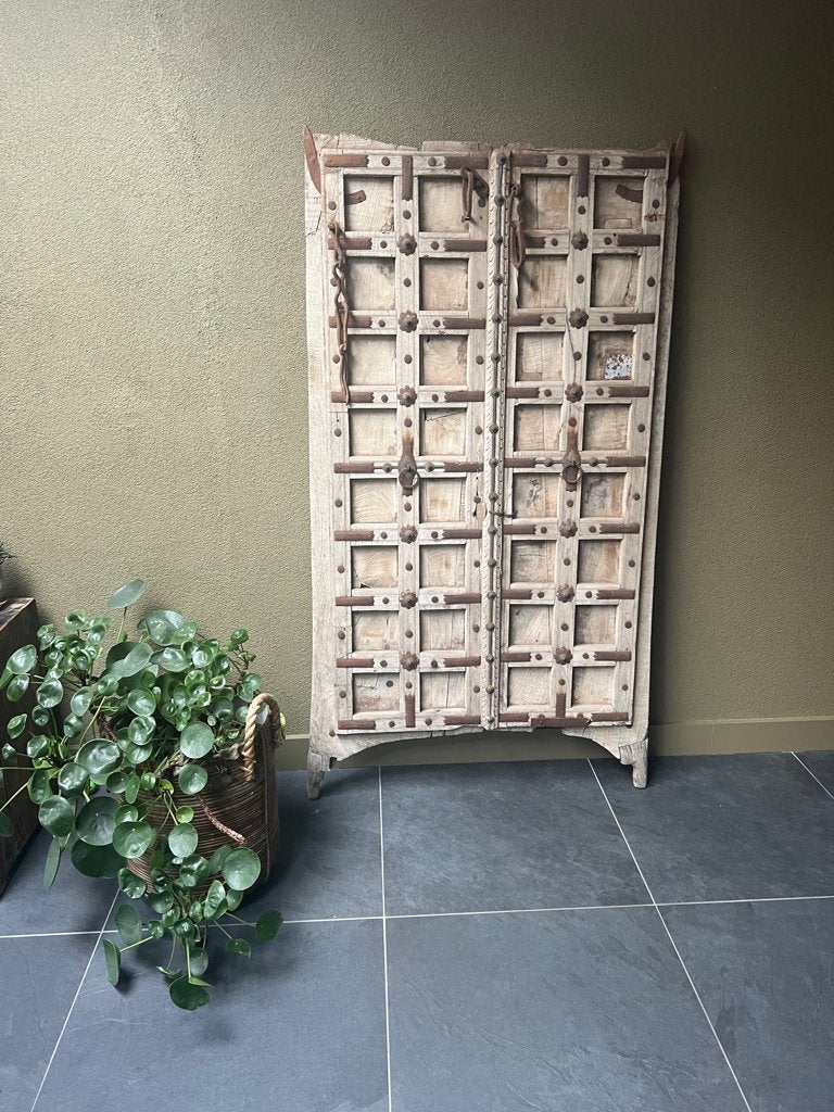 India oud vergrijsd paneel deur luik poortdeur Indiase, Verburgt Vintage, Boho, Hout, Meerkleurig