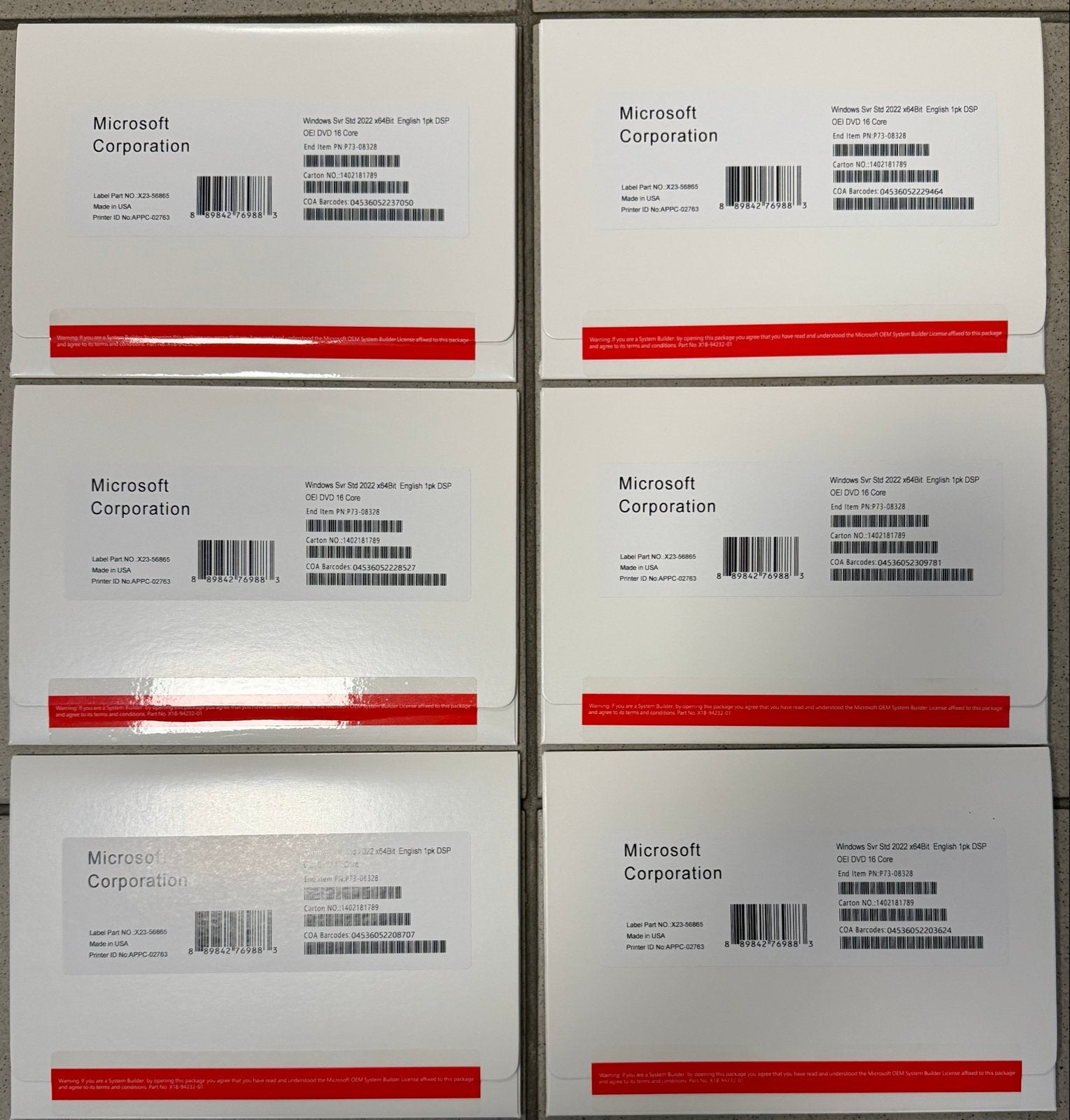 6x Microsoft Windows Server 2022 Standard 64-bit 16 Core, Computers en Software, Ophalen of Verzenden, Nieuw, Windows