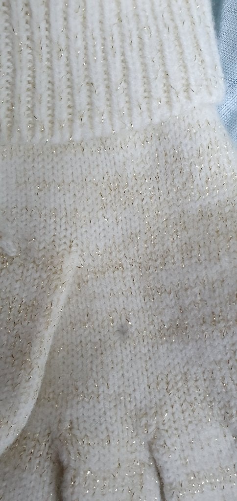 Witte gebreide handschoenen met gouden glitter, Kleding | Dames, Maat 38/40 (M), Nieuw, Ophalen of Verzenden, Onbekend