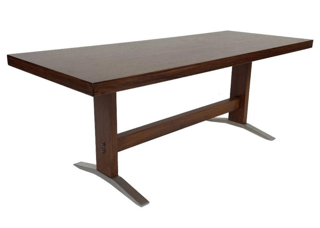 Minimalisatie Vintage Salontafel Teak Chrome, Gebruikt, 100 tot 150 cm, Vintage salontafel, Vintage