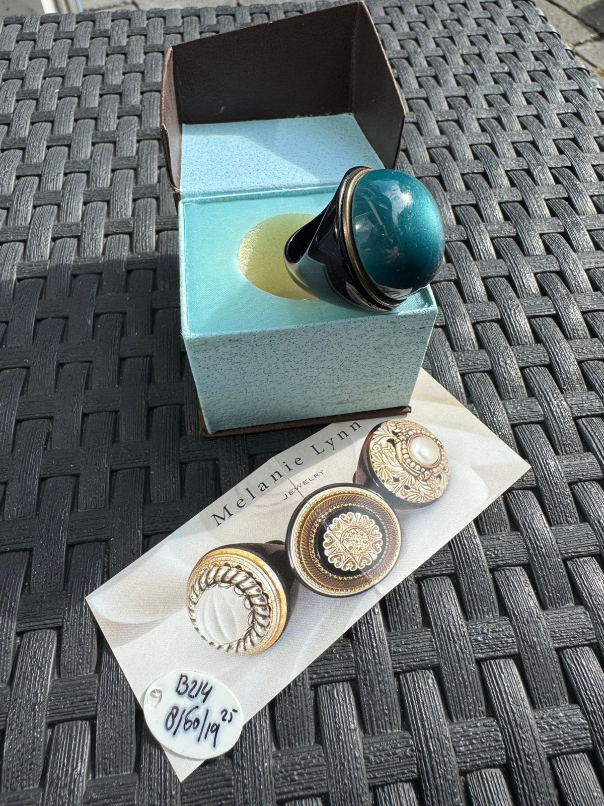 Melanie Lynn Macy Eclectic Ring kunsthars maat 19,25 (8), Sieraden, Tassen en Uiterlijk, Ringen, Kunststof, Gebruikt, Blauw, 19 tot 20