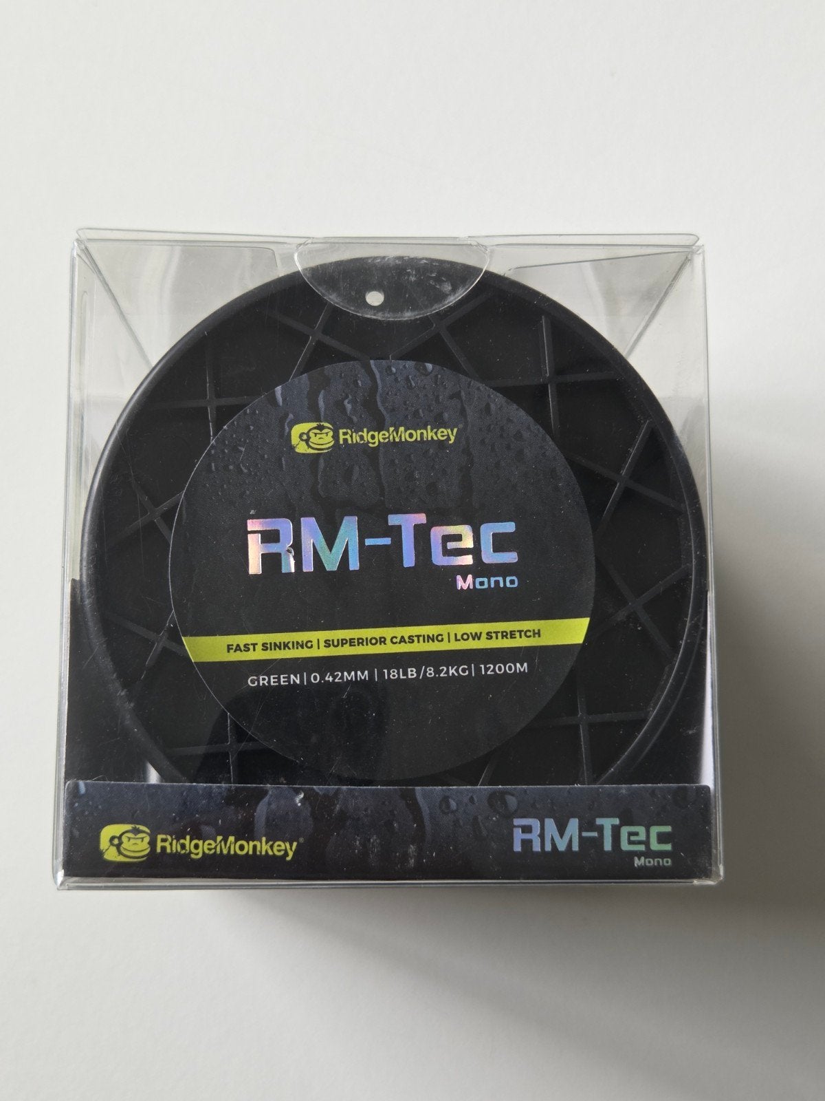 Ridgemonkey RM-Tec Mono Groen 0.42mm 18lb 1200m, Ophalen of Verzenden, Nieuw, Vislijn