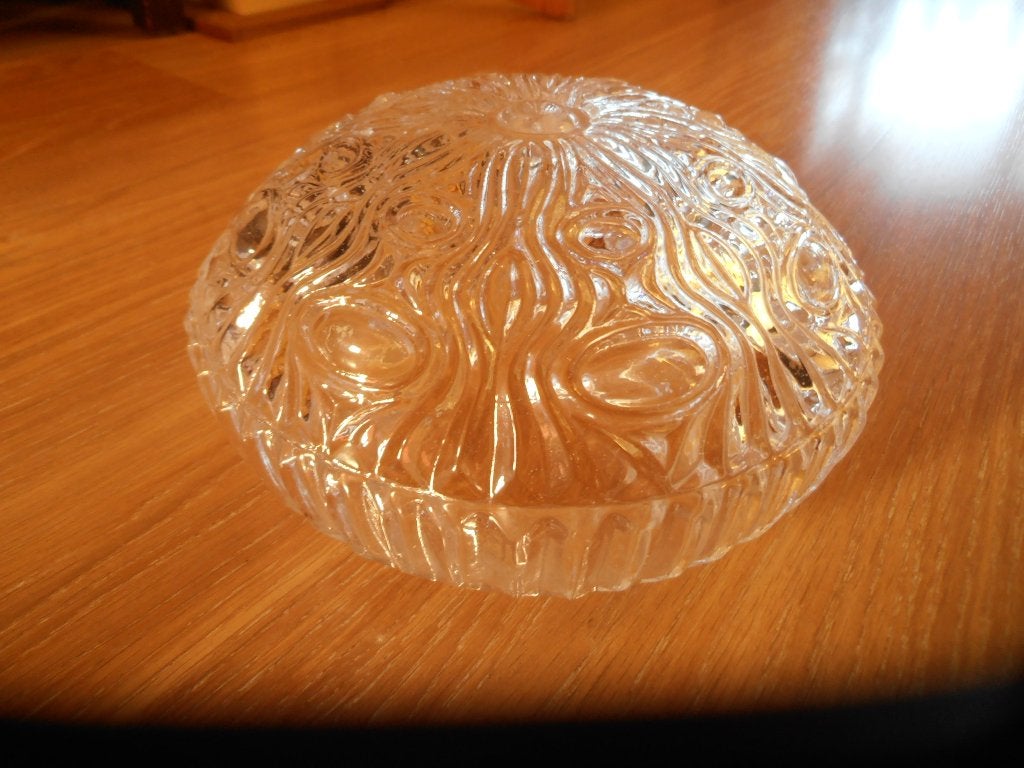 Vintage glazen lampenkap, Huis en Inrichting, Lampen | Lampenkappen, Ophalen, Gebruikt, 9 cm, Rond