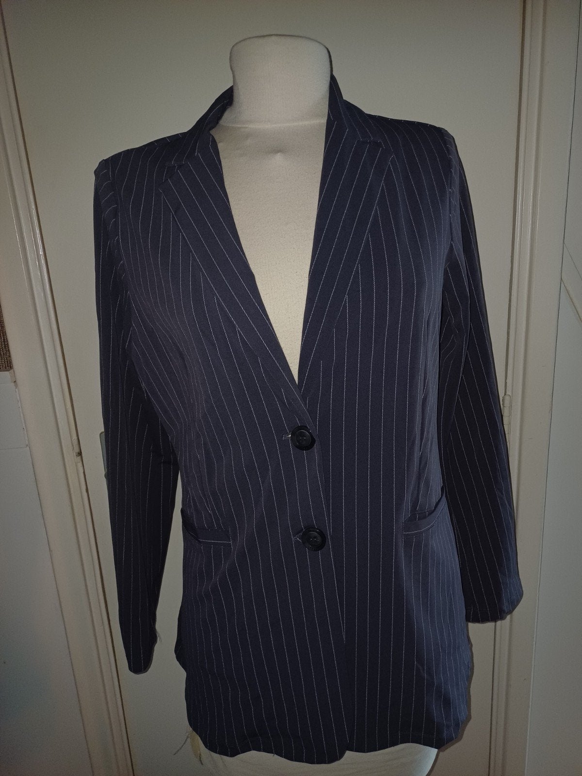 Mi piace travel blazer - Grijs krijtstreep, Mp, Mp, Maat 42/44 (L), Nieuw