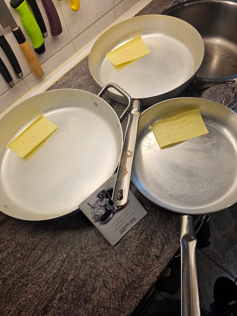 DIVERSE HORECA/WOK PANNEN, Ophalen of Verzenden, Nieuw, Rvs, Pannenset