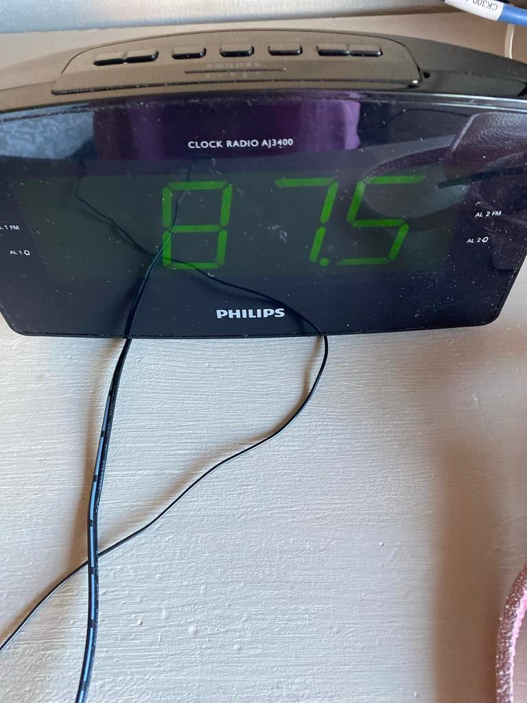 Philips Wekker Radio AJ3400 - Zwart, Ophalen of Verzenden, Zo goed als nieuw