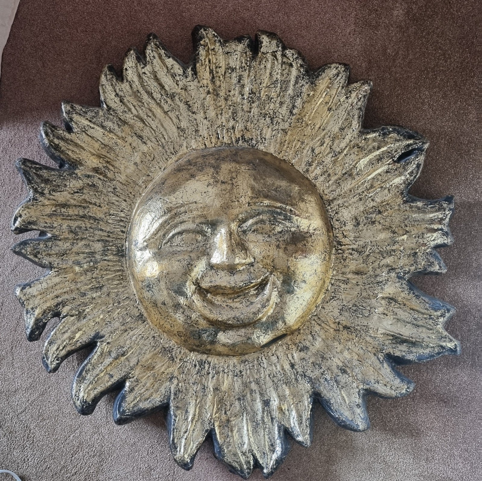 Unieke Goudkleurige Zon Wanddecoratie - 90 cm, Ophalen, Wandsculptuur, Overige stijlen, Goud