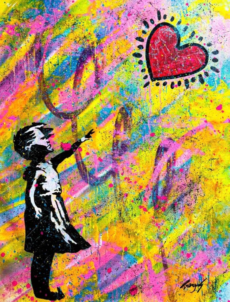 Banksy - Keith's Heart, Antiek en Kunst, Kunst | Schilderijen | Modern, Verzenden