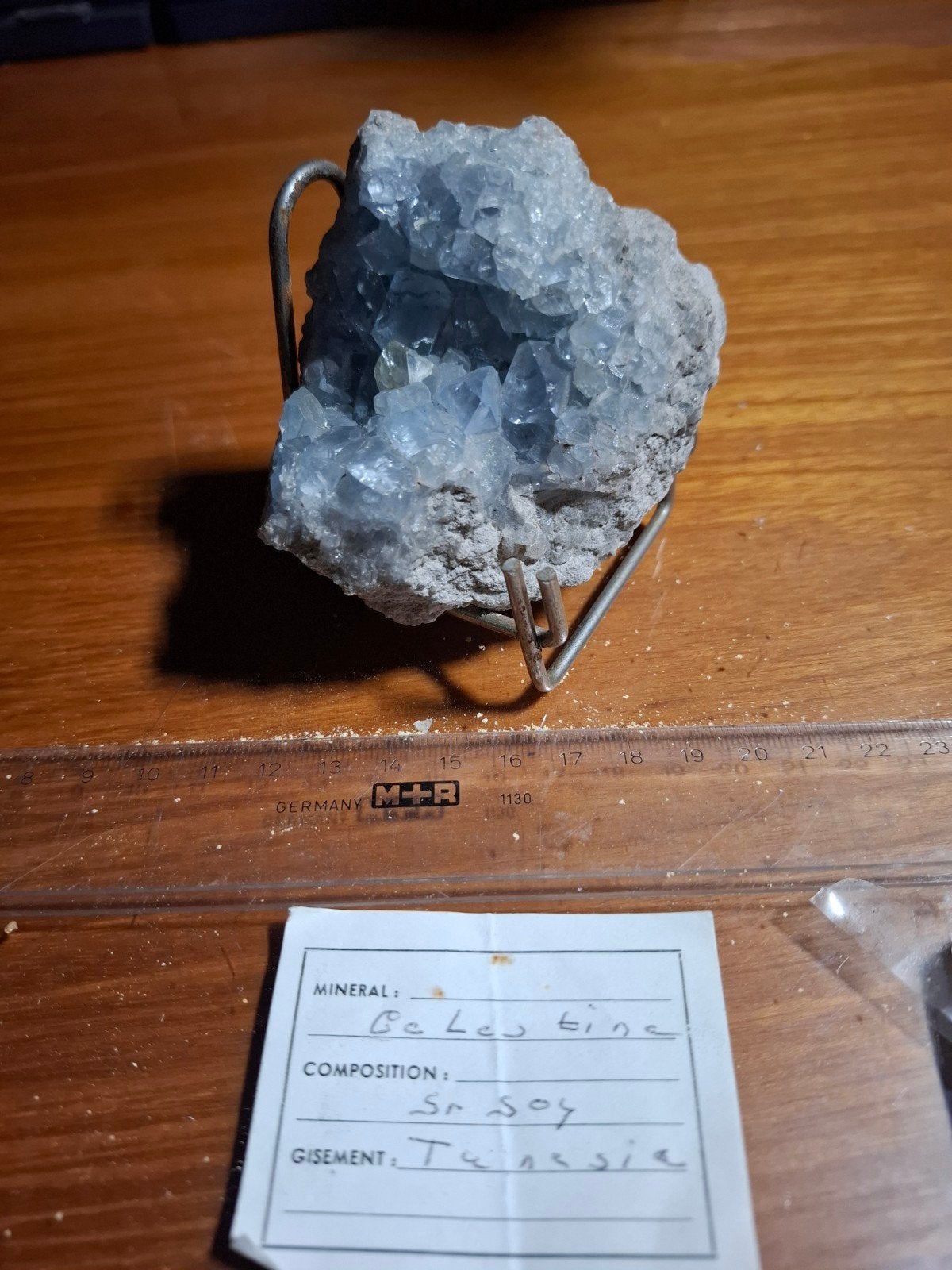 Blauwe Celestien Geode – Tunesië – Mooie Kristallen, Verzamelen, Ophalen of Verzenden, Mineraal
