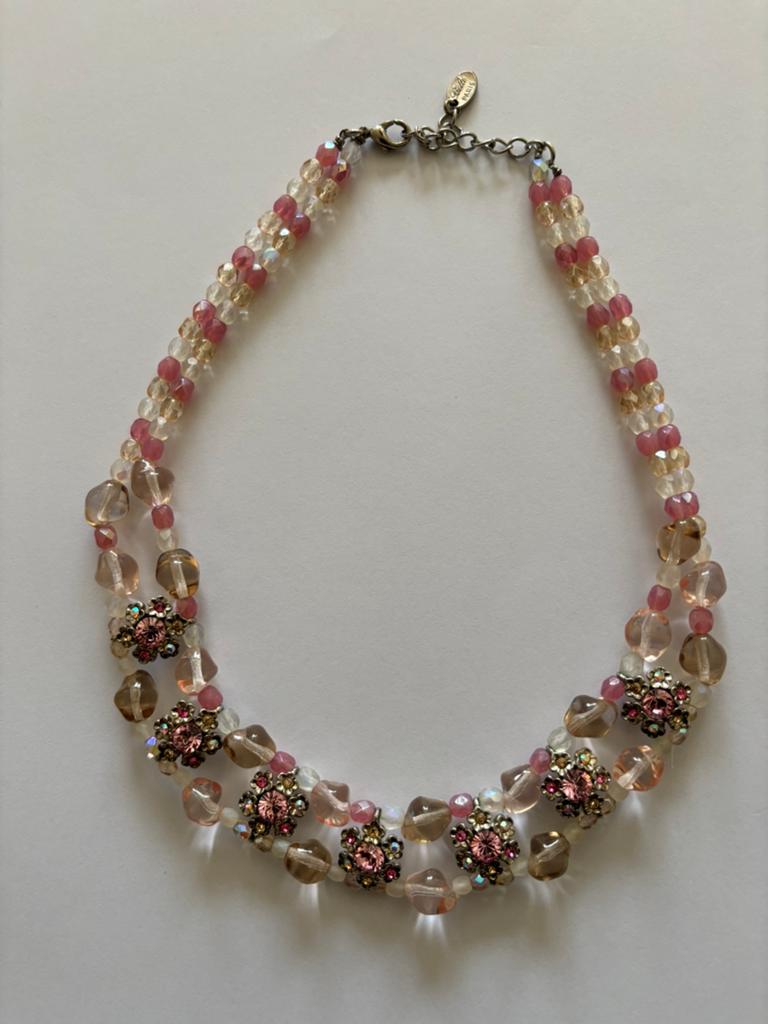 Belle Paris Ketting met Roze Kristalstenen….Vintage, Sieraden, Tassen en Uiterlijk, Kettingen, Met kristal, Overige materialen