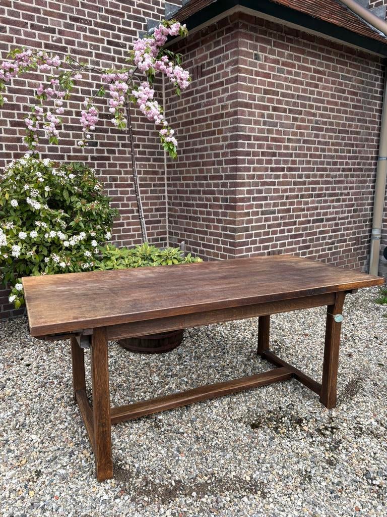 Massief houten eettafel, keuken tafel, demontabel, landelijk, Ophalen
