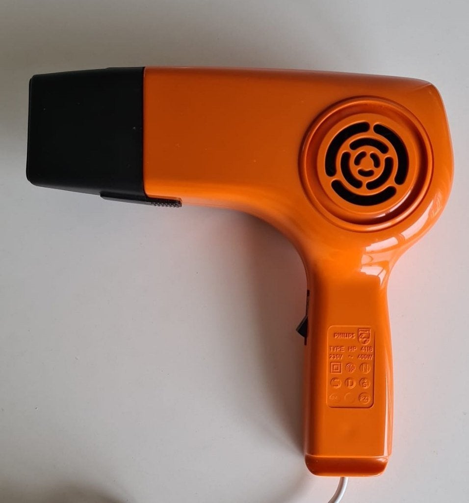 Vintage Philips Fohn haardroger oranje HP 4118 400 Watt, Ophalen of Verzenden, Zo goed als nieuw, Haarverzorging