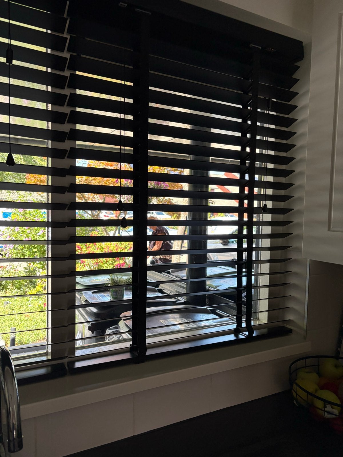 Zwarte houten jaloezieën, Ophalen, Jaloezie, Gebruikt, Zwart