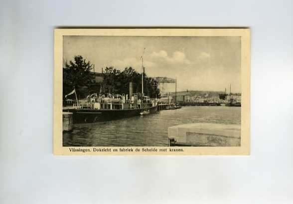 scheepvaart-VLISSINGEN-dokgezicht-loodsboot-achtergrond KRL, Ophalen of Verzenden, 1940 tot 1960, Gelderland