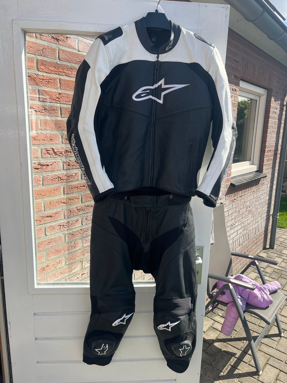 Alpinestars Leren Motorpak Zwart/Wit - Maat 52, Ophalen, Tweedehands, Dames, Combipak