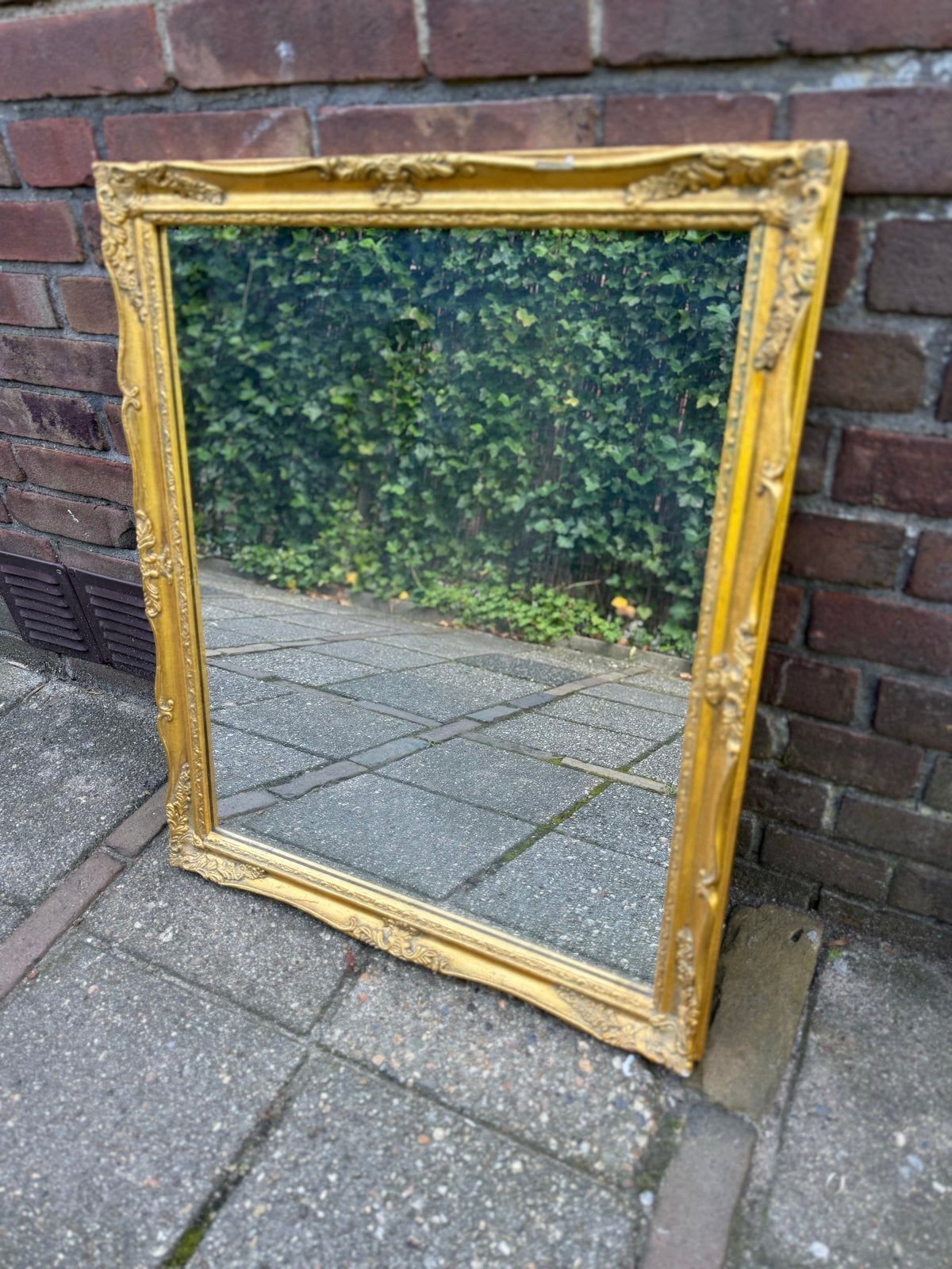 Oude Franse Spiegel Met Gouden Sierlijst 2 Stuks, Ophalen, Rechthoekig, Minder dan 50 cm, Minder dan 100 cm