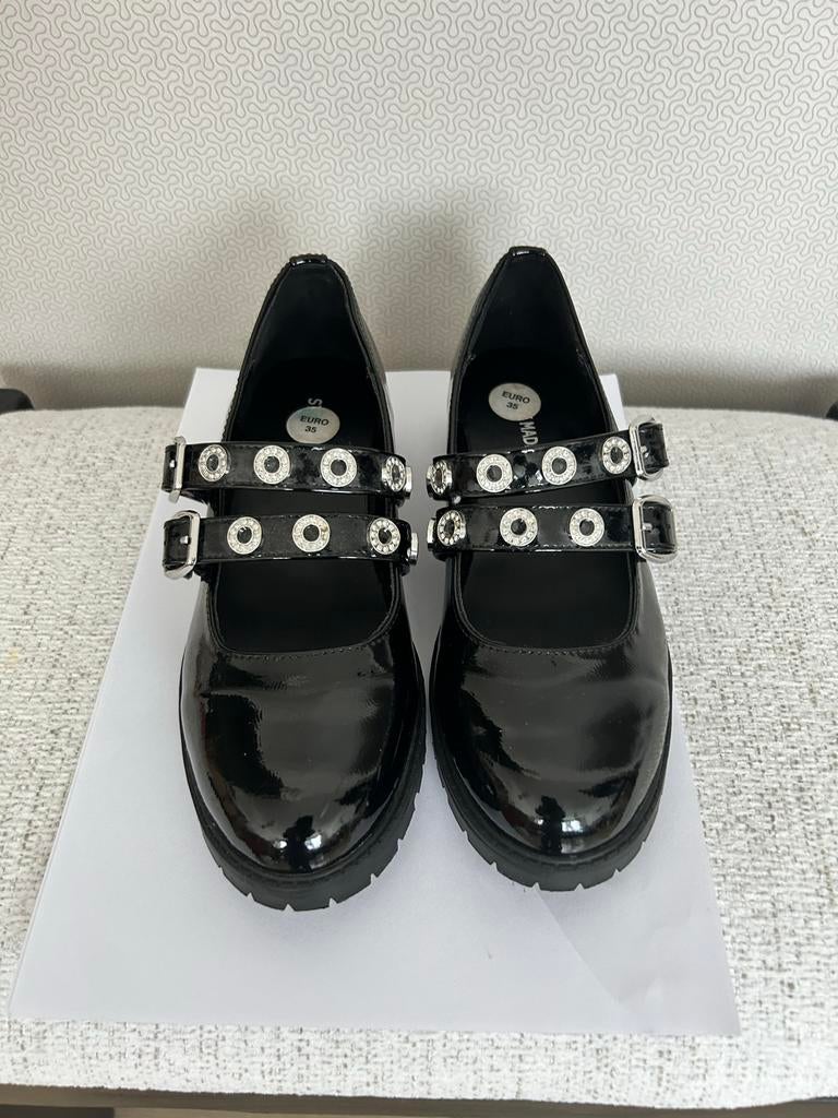 Zwarte lak schoenen met gespen Steve Madden maat 35, Ophalen, Zo goed als nieuw, Meisje