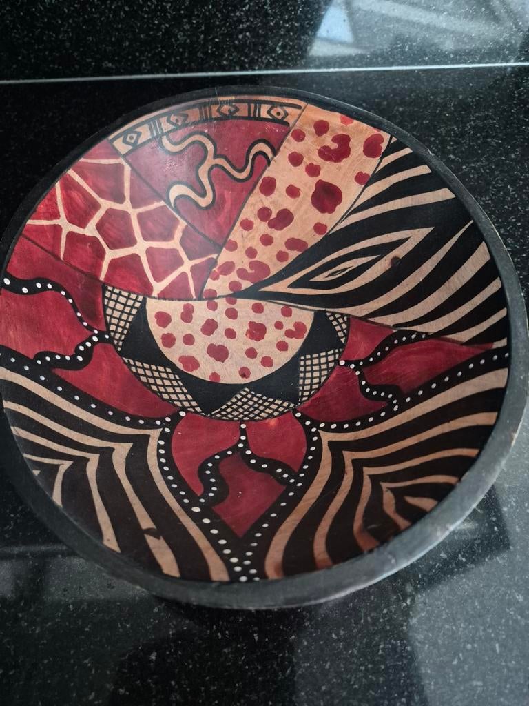 Handbeschilderde schaal, Ophalen of Verzenden, Rond, Glas