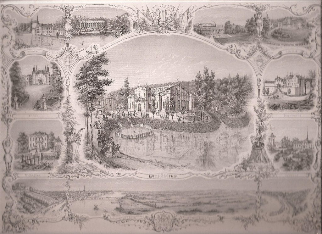 Souvenir d'Arnhem litho met 10 afbeeldingen ca 1860, Stadsgezicht, 22 cm, Ophalen of Verzenden, 30 cm