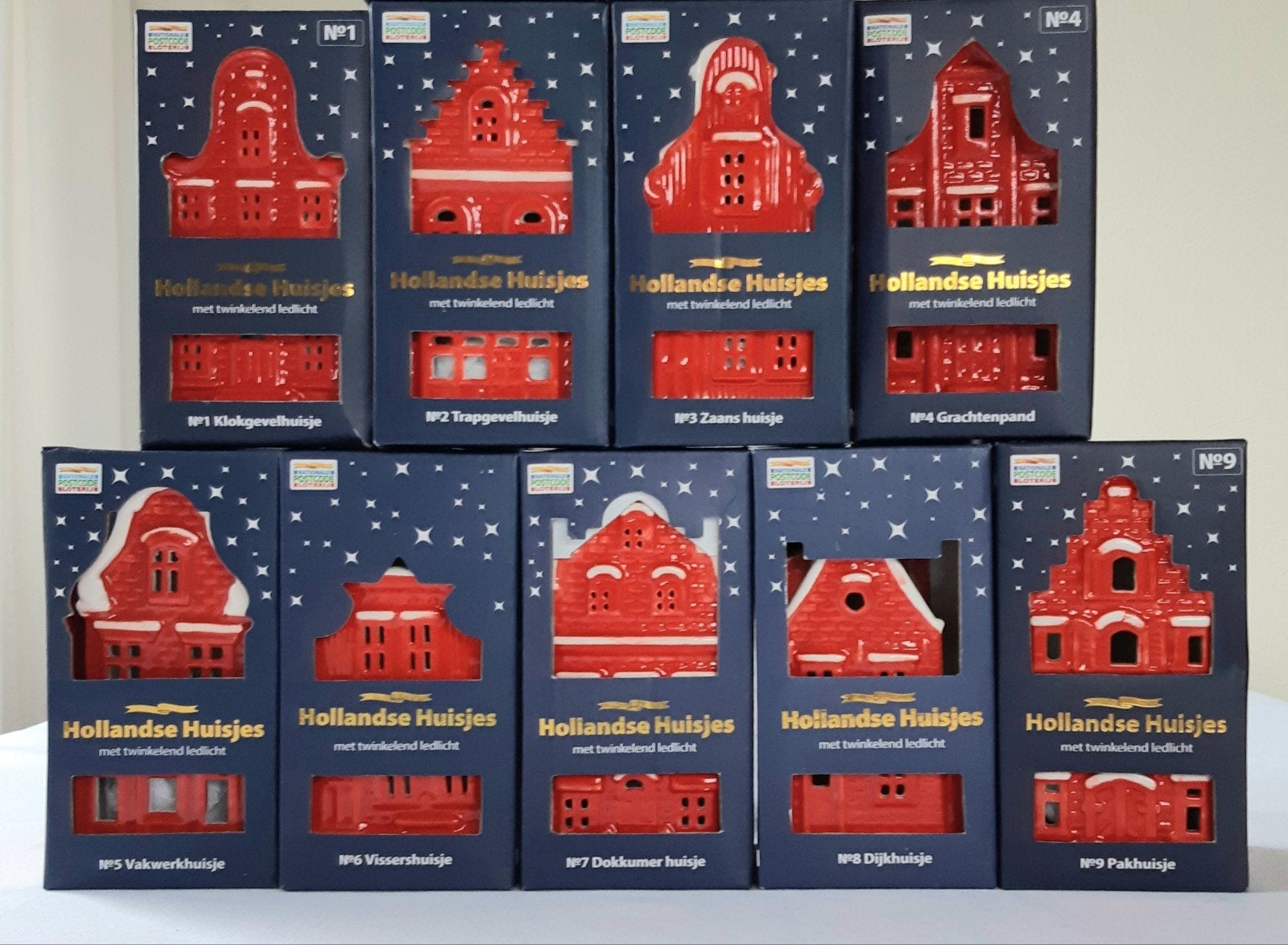 Complete set van 9 Postcode Loterij Huisjes, Ophalen of Verzenden